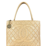 Chanel Caviar Quilted Medallion Tote Beige 2002 (Handle Wear)
