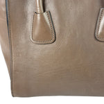 Prada Neutral Taupe Glace Calf Twin Pocket Two-Way Tote