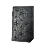 Jimmy Choo Black Leather Star-Embossed Bi-Fold Card Holder