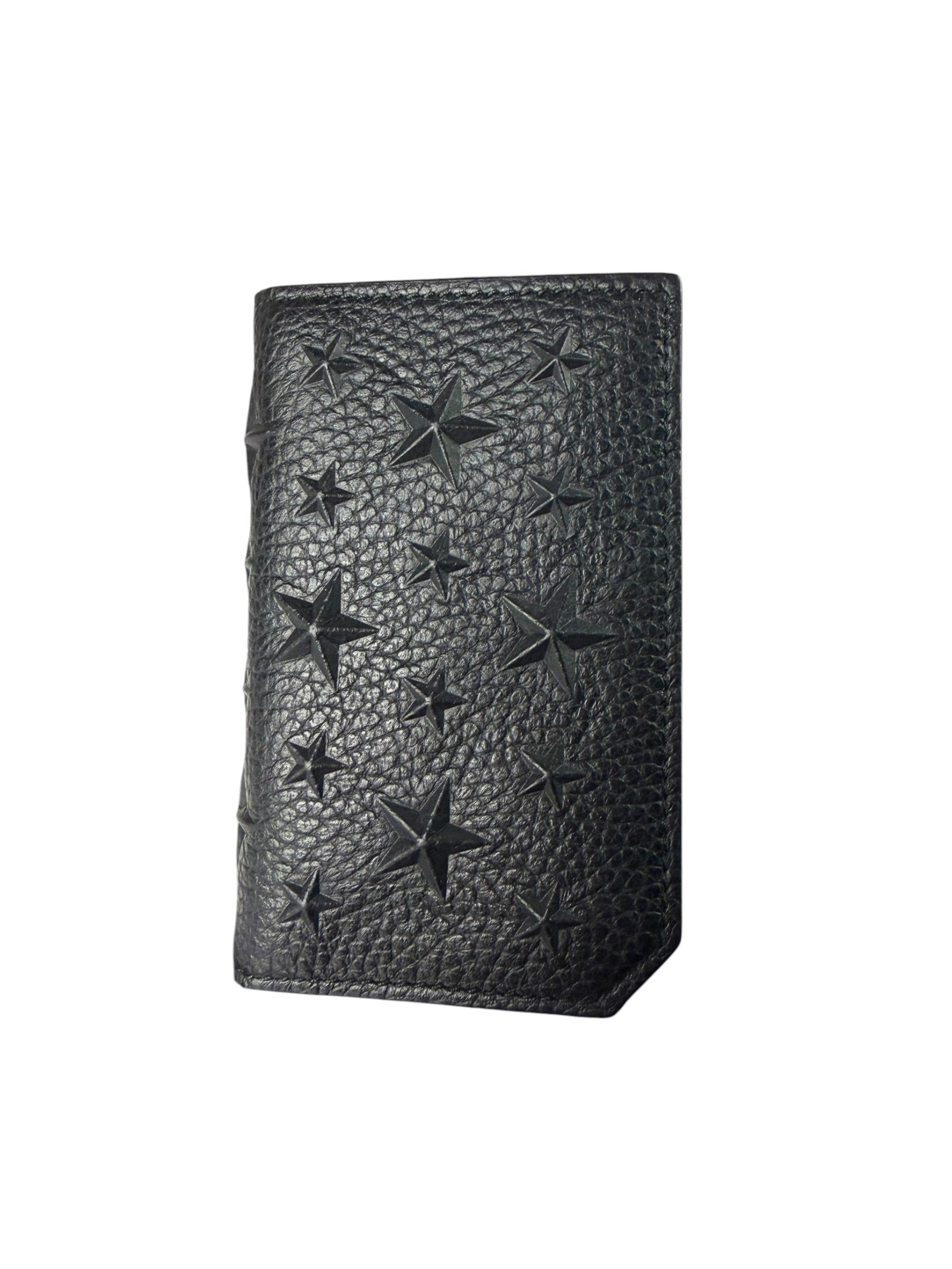 Jimmy Choo Black Leather Star-Embossed Bi-Fold Card Holder