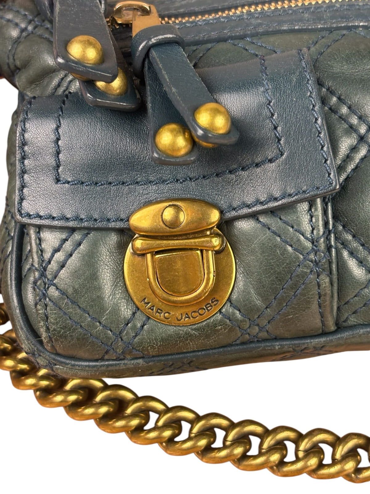 Marc Jacobs Green Quilted Leather Multipocket Shoulder Bag