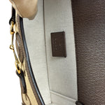 Gucci Brown Leather Trim Monogram Jumbo GG Mini Shoulder Bag