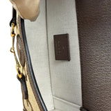 Gucci Brown Leather Trim Monogram Jumbo GG Mini Shoulder Bag
