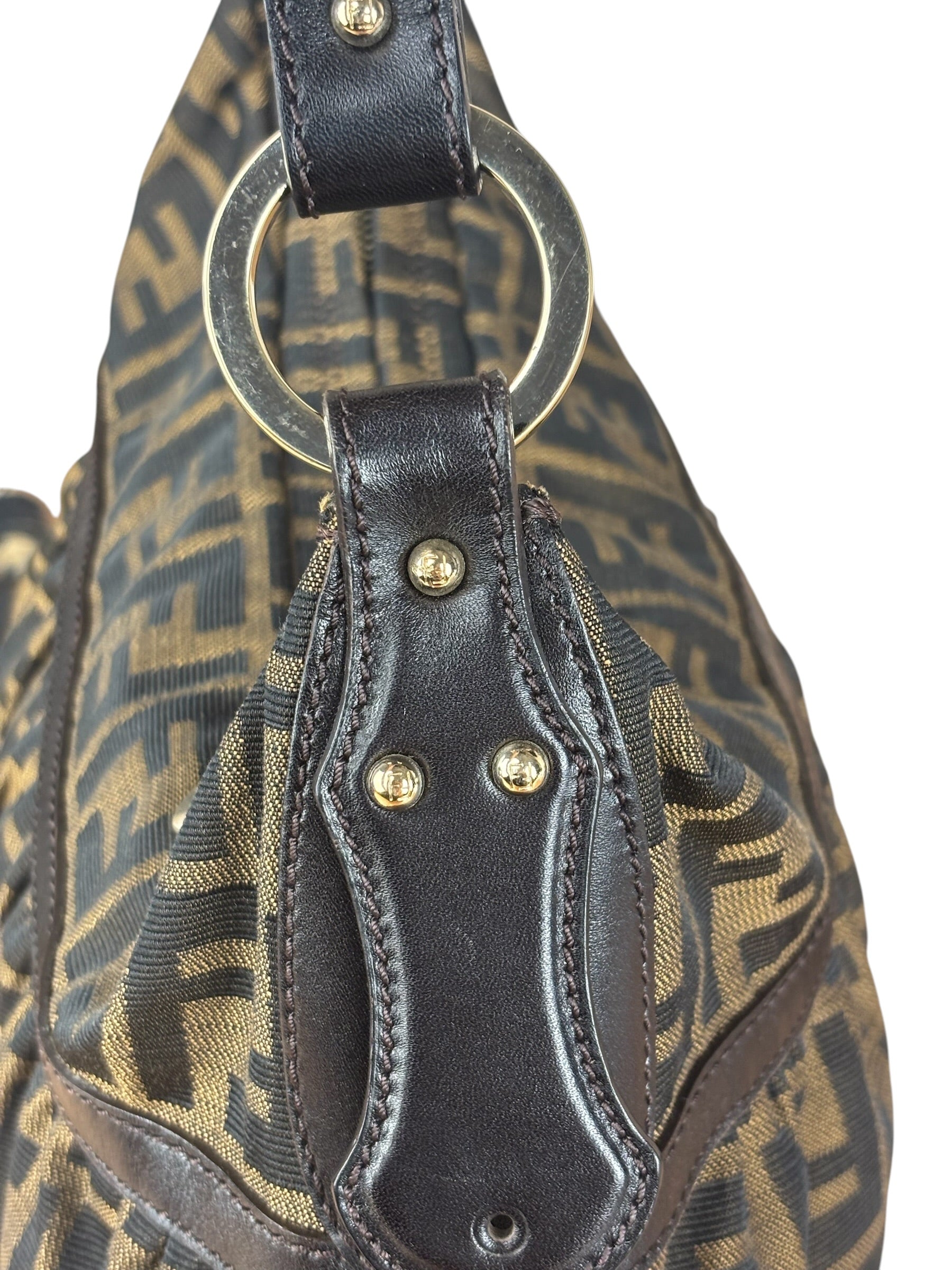 Fendi Vintage Dark Brown Zucca Chef Hobo Bag