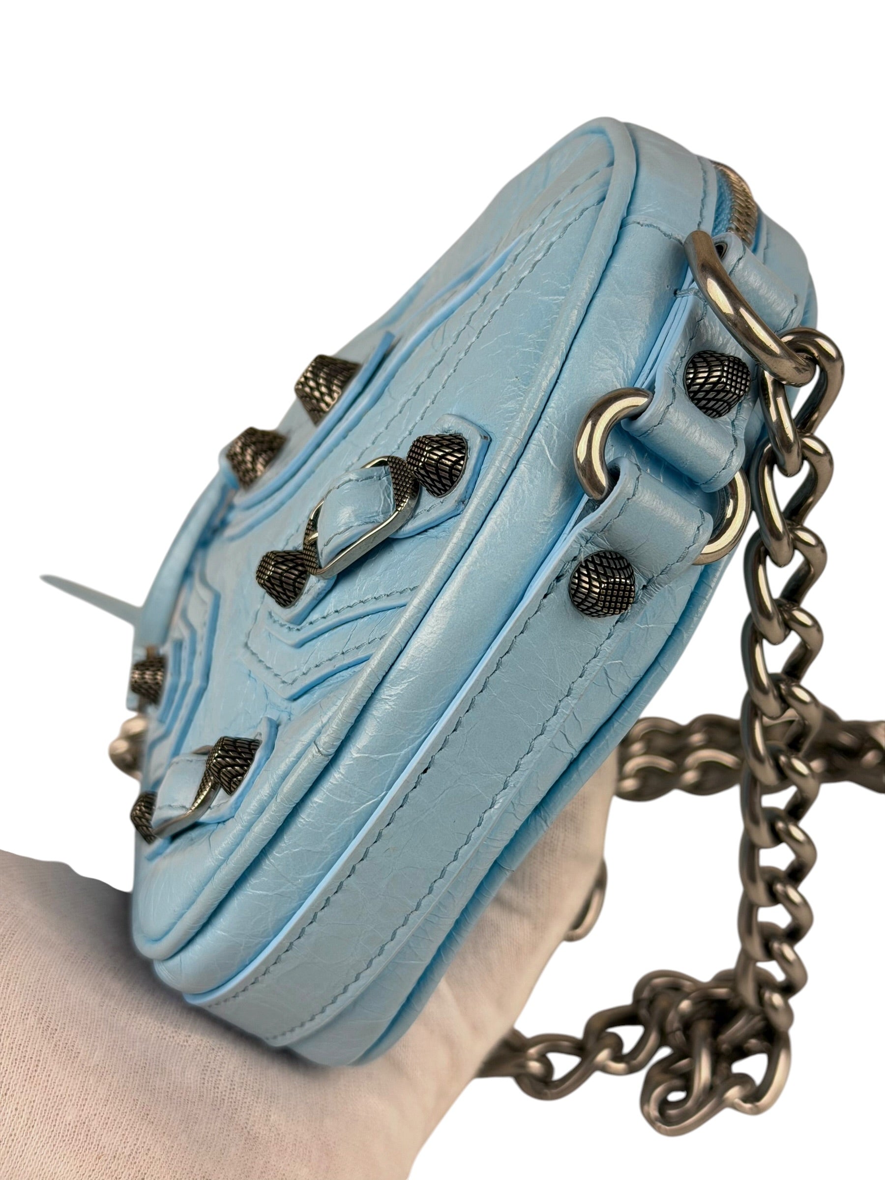 Balenciaga Light Blue Heart Le Cagole Chain Bag