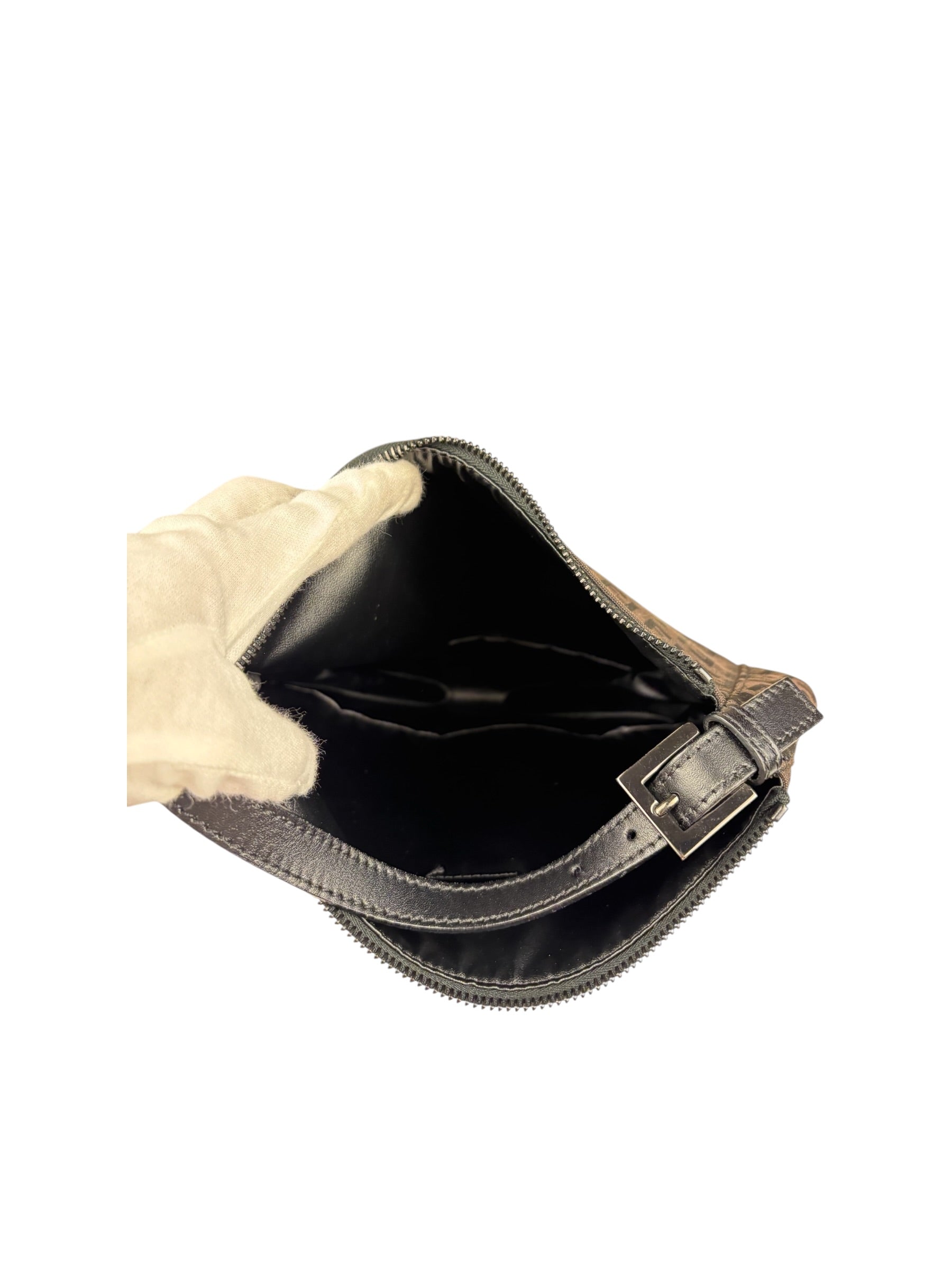 Fendi Vintage Black Zucchino Mini Oyster Pochette