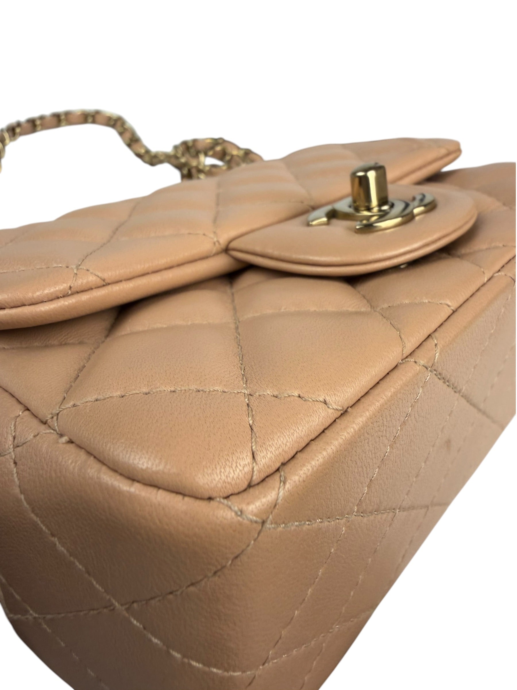 Chanel Beige Quilted Lambskin Mini Flap Bag 2023