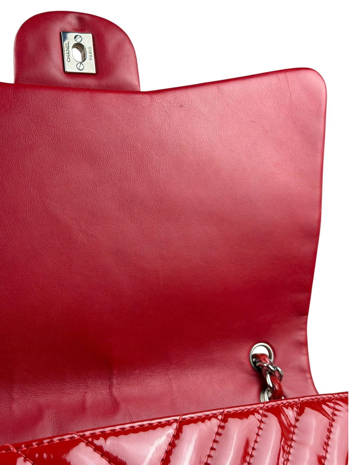 Chanel Red Patent Chevron Jumbo Flap 2010