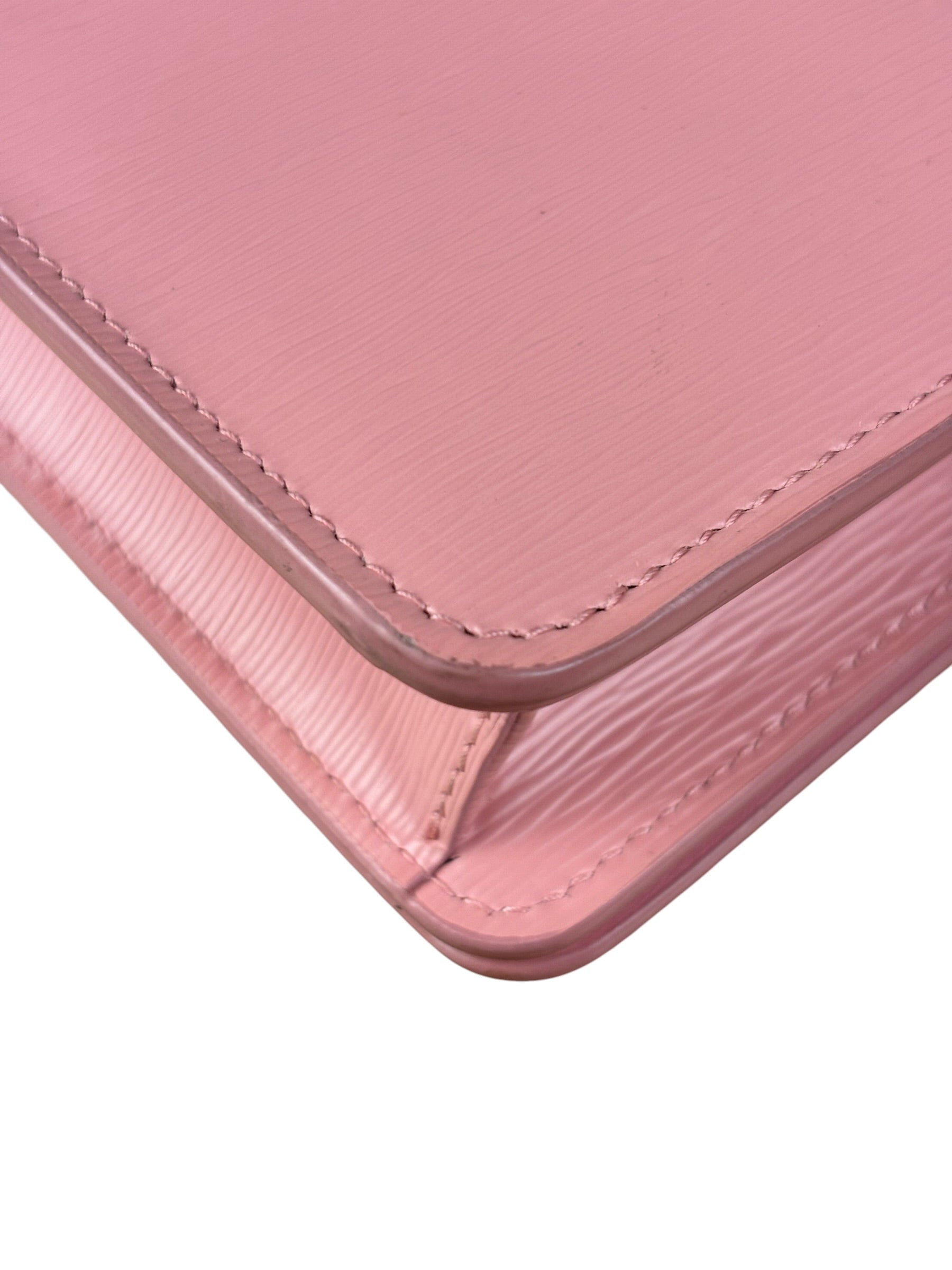 Prada Pink Saffiano Leather Wallet On Chain