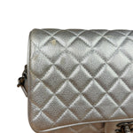 Chanel CC Silver Metallic Quilted Flap Shoulder Bag 2017