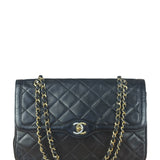 Chanel Black Quilted Two-Toned CC Double Flap Bag 90s