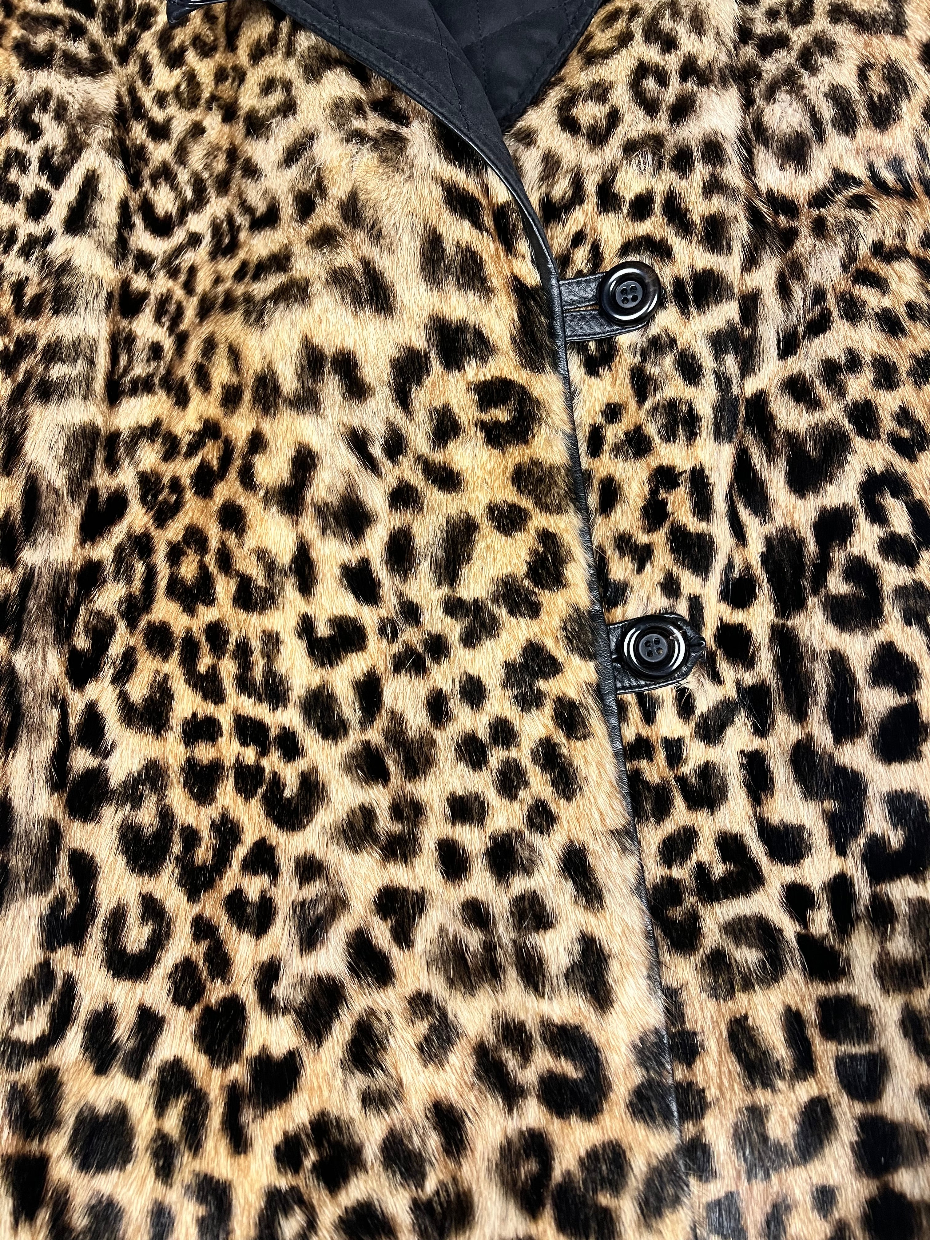 Emba Vintage Cheetah Print Fur Reversible Coat