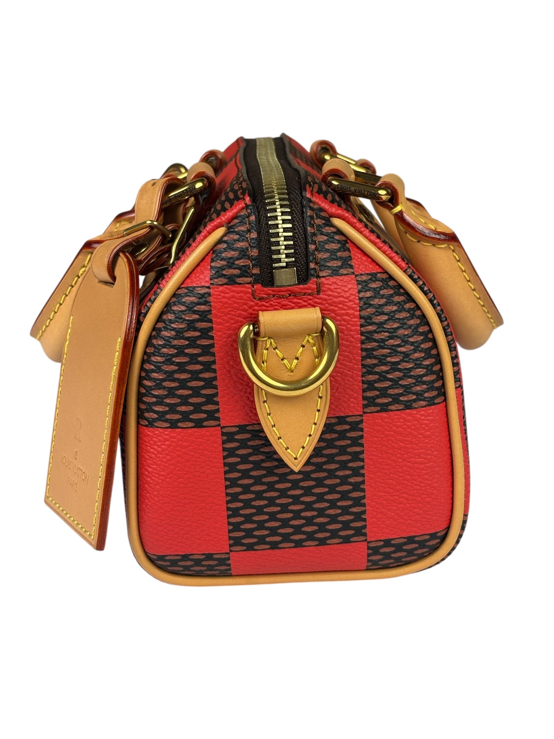 Louis Vuitton Red Pop Damier Nano Speedy Bandouliere Two-Way Bag
