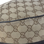 Gucci Vintage Dark Brown Leather Trim GG Canvas Twin Hobo Bag