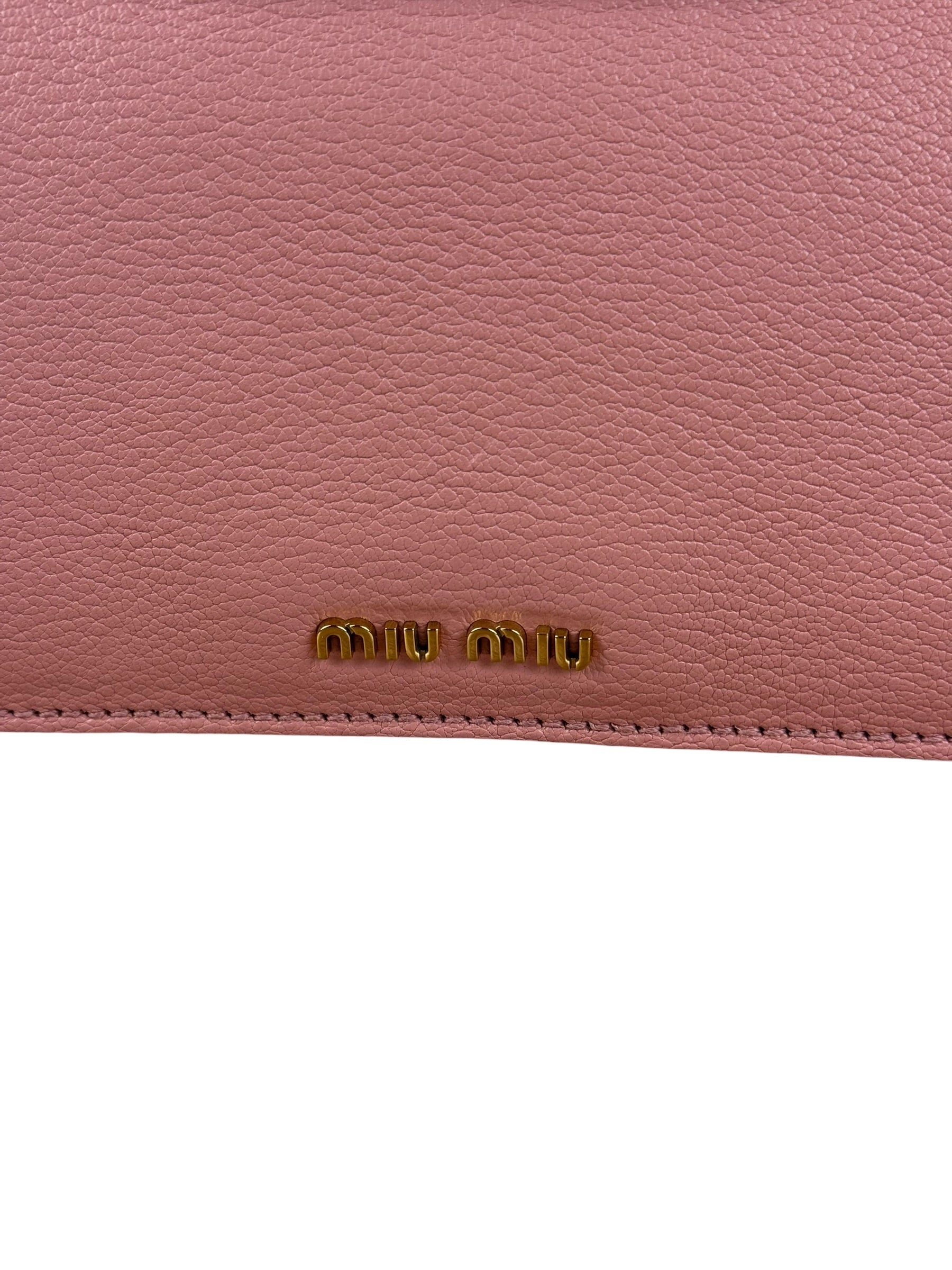Miu Miu Pink Leather Madras Crystal Embellished Shoulder Bag