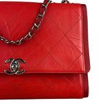 Chanel Red CC Quilted Crumpled Calfskin Flap Bag 2018