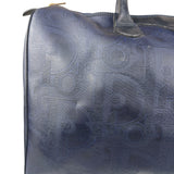 Christian Dior Vintage Navy Coated Canvas Boston Bag
