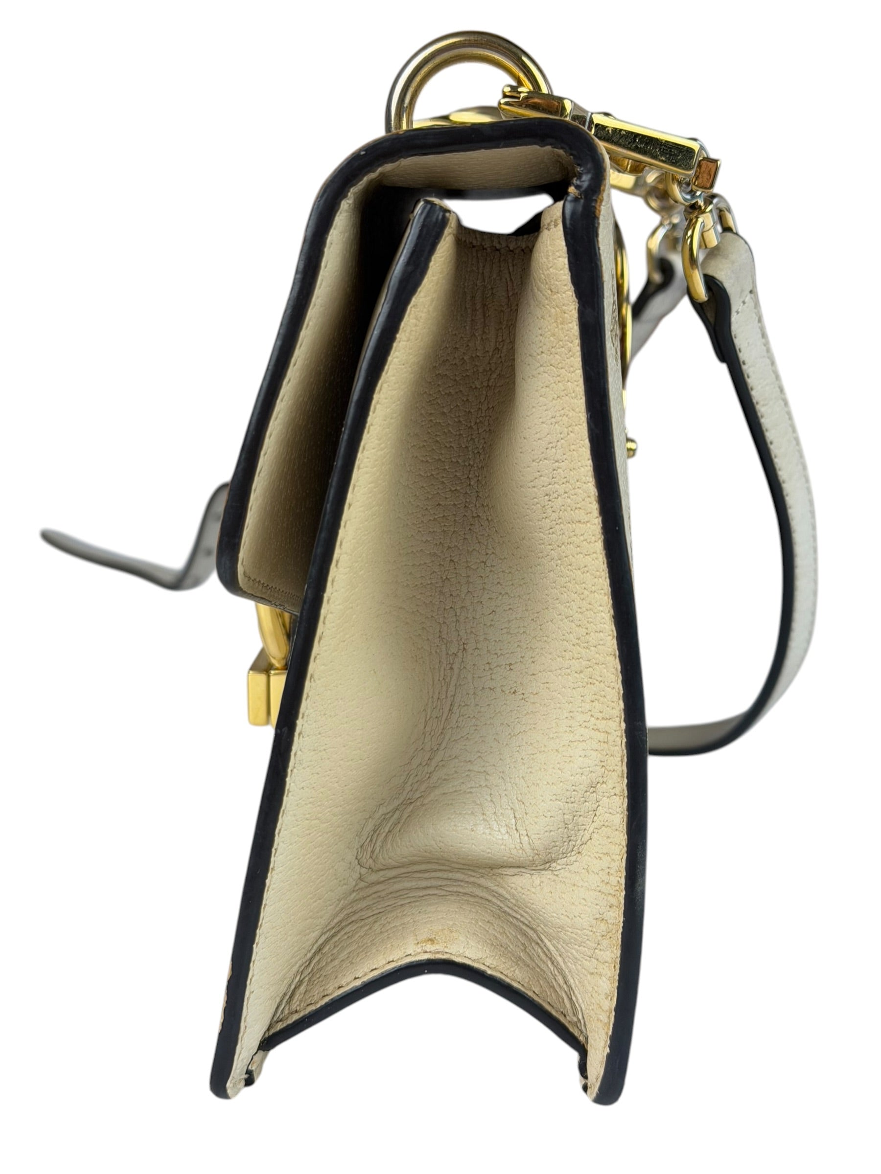 Gucci Textured Calfskin Bee Star Sylvie Shoulder Bag White