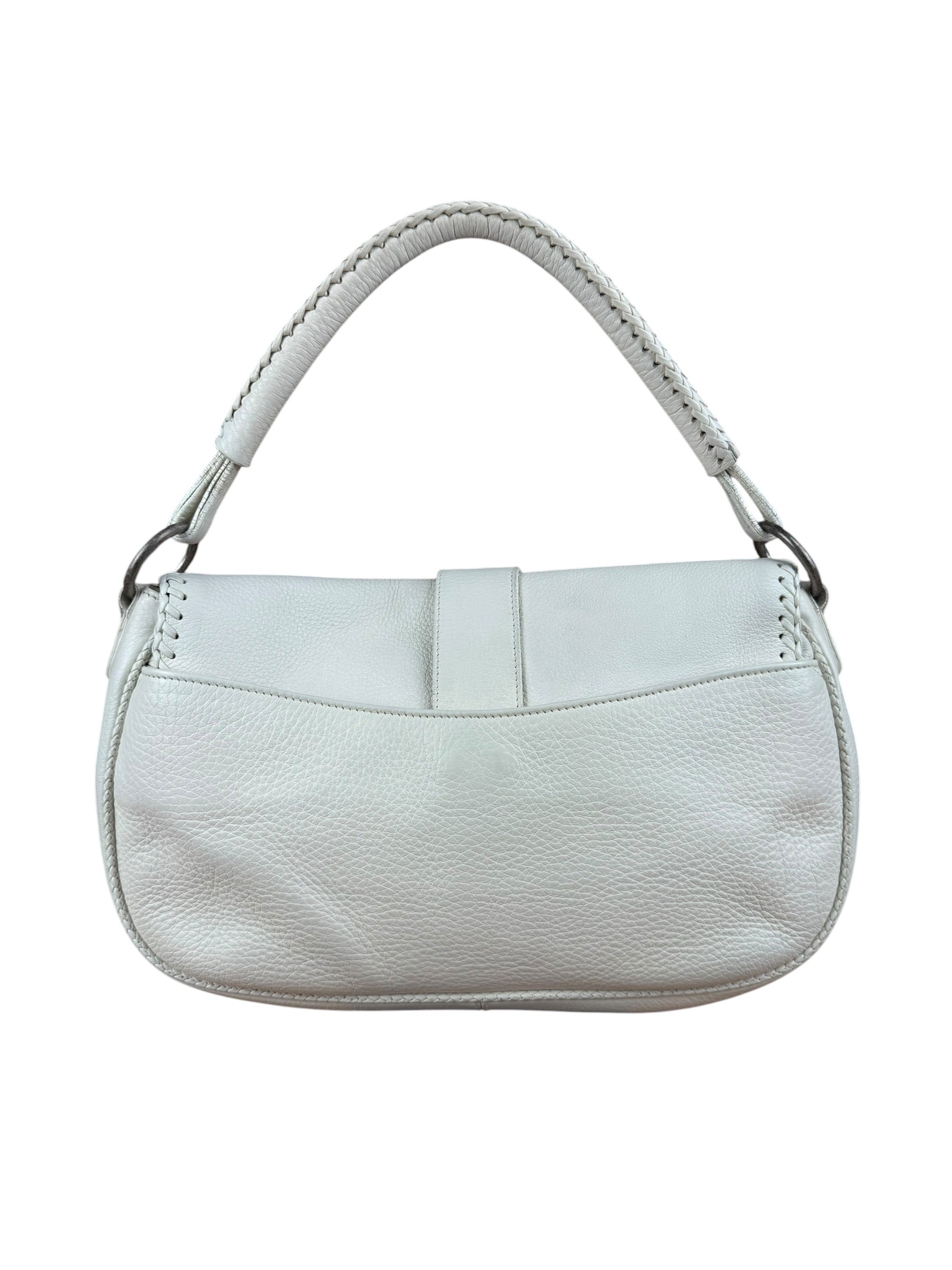Christian Dior White Leather Gaucho Double Saddle Shoulder Bag