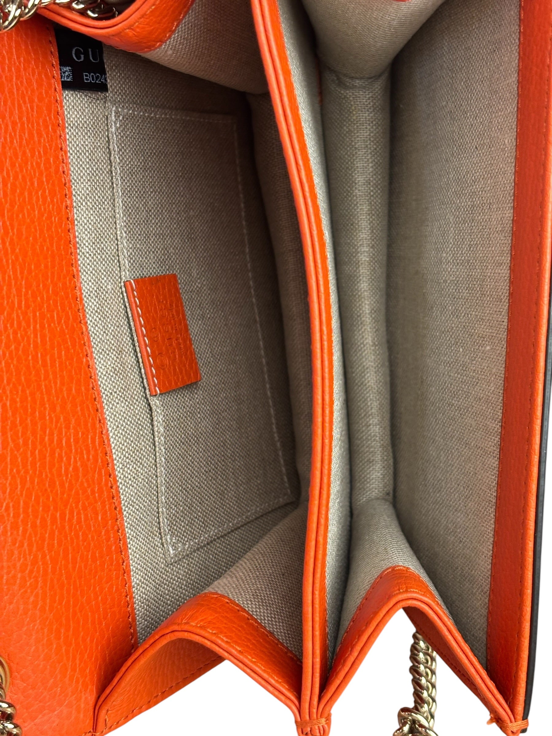 Gucci Orange Leather G Dollar Interlocking Small Shoulder Bag