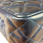 Chanel Perl Glossy Blue Quilted Patent Leather Double Flap Bag 2012
