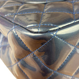 Chanel Perl Glossy Blue Quilted Patent Leather Double Flap Bag 2012