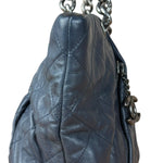 Chanel Dark Navy Quilted Leather Coco Pleats Chain Tote 2012