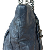 Chanel Dark Navy Quilted Leather Coco Pleats Chain Tote 2012