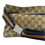 Gucci Beige/Navy Leather Trim GG Belt Bag
