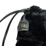 Fendi Black Faux Fur/Leather Trim Pouch