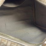 Fendi Beige Leather Trim Zucca Boston Bag