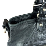 Balenciaga Vintage Black Leather Classic Square Zip Shoulder Tote Bag