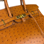 Hermes Birkin 35 Ostrich Leather Handbag Gold Hardware