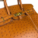 Hermes Birkin 35 Ostrich Leather Handbag Gold Hardware