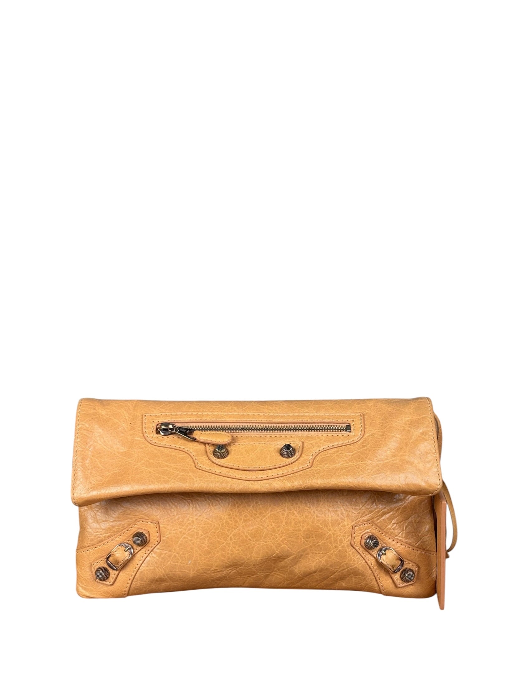 Balenciaga Peach Leather Le City Clutch