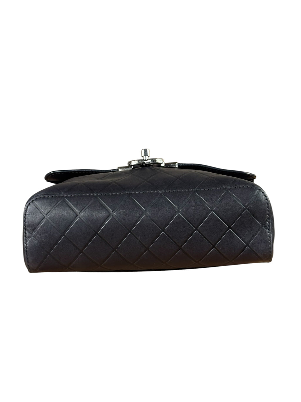 Chanel Black Embossed Leather CC Clasp Flap Bag 2015