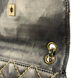 Chanel Vintage Navy Blue Leather Wild Stitch Surpique Flap Bag 2001