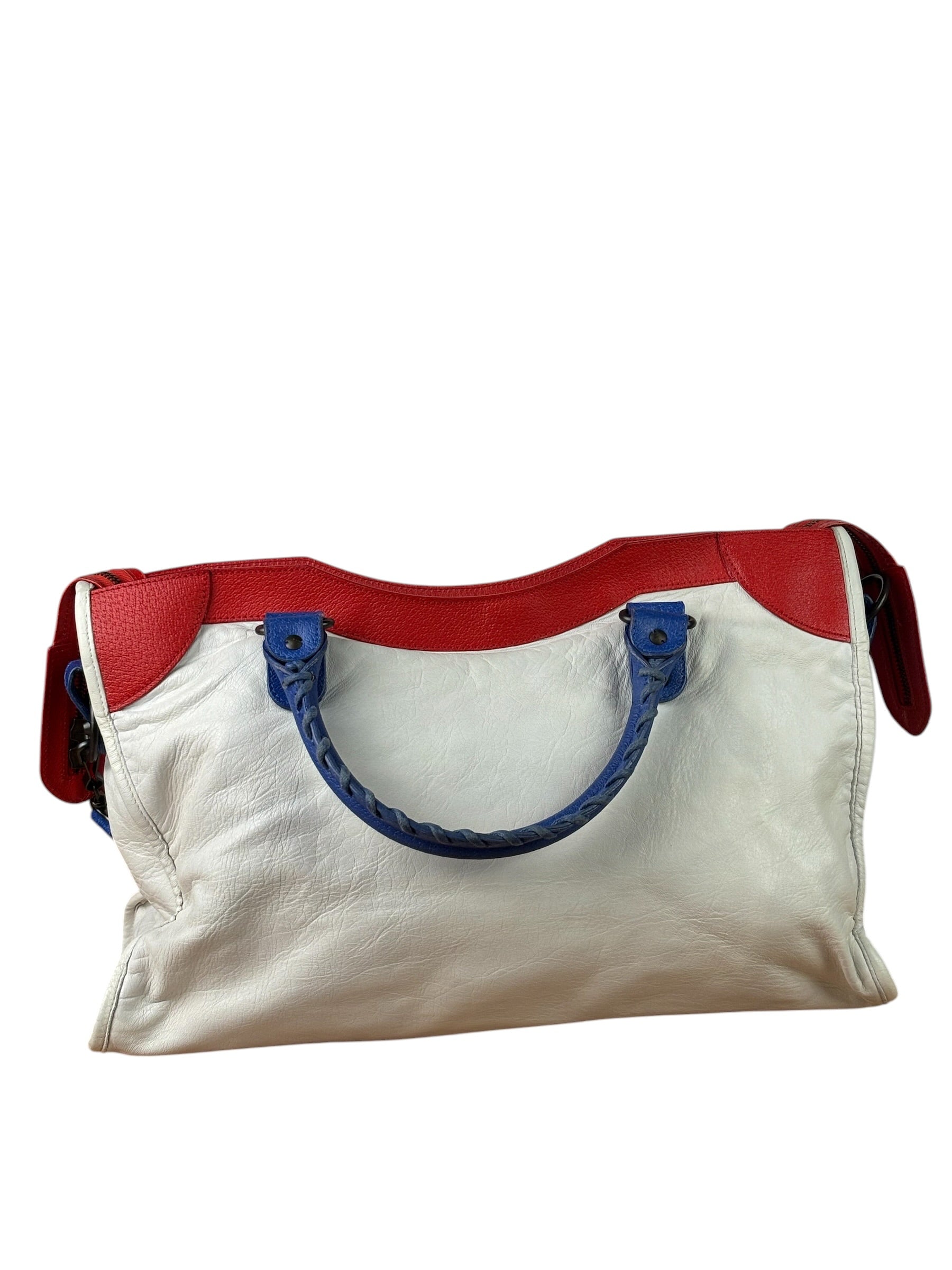 Balenciaga White Multicolor Moto 2Way City Bag