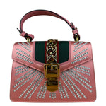 Gucci Sylvie Pink Mini Satin Embellished 2Way Handbag