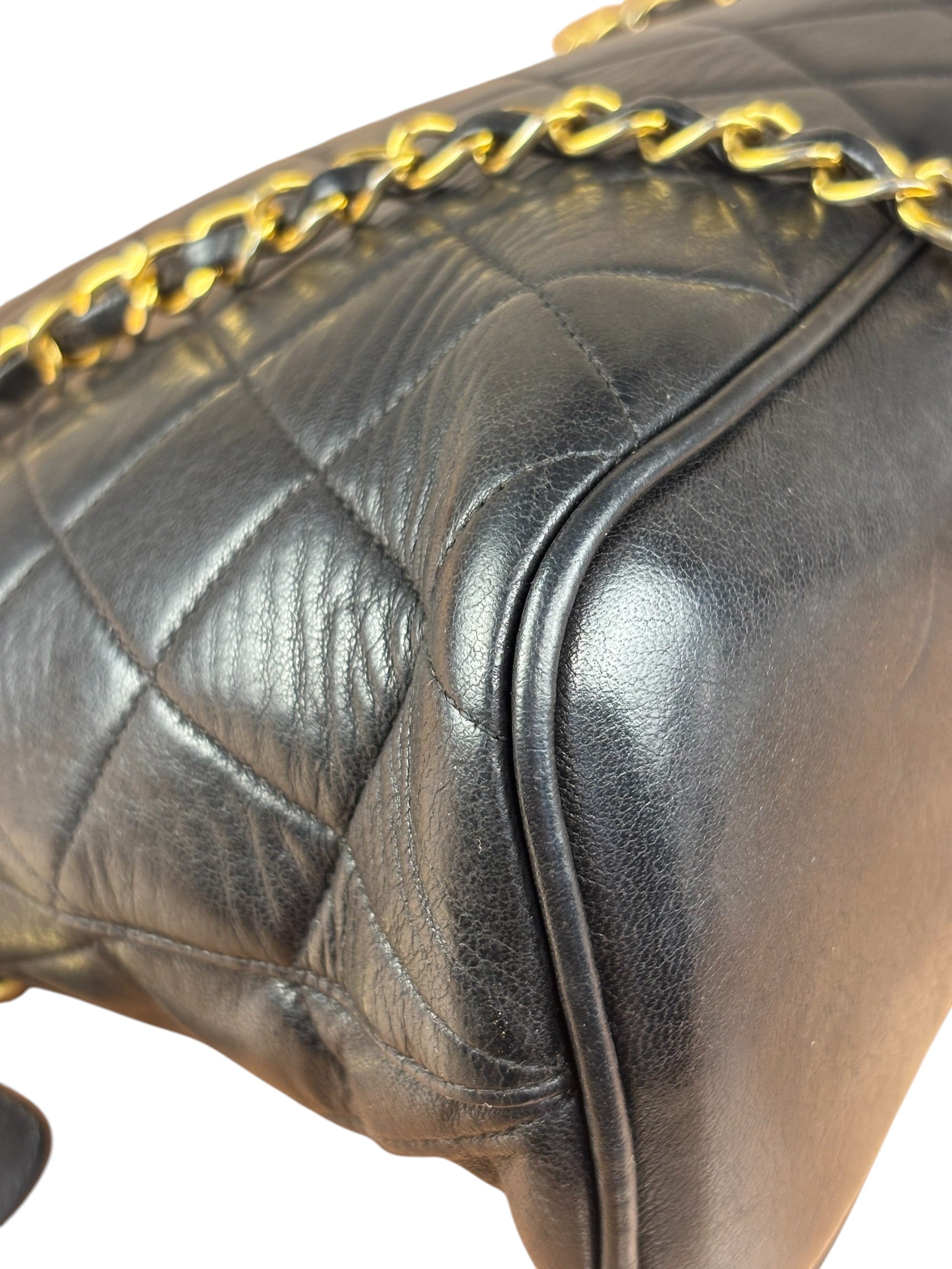 Chanel Vintage Black Leather Shoulder Bag