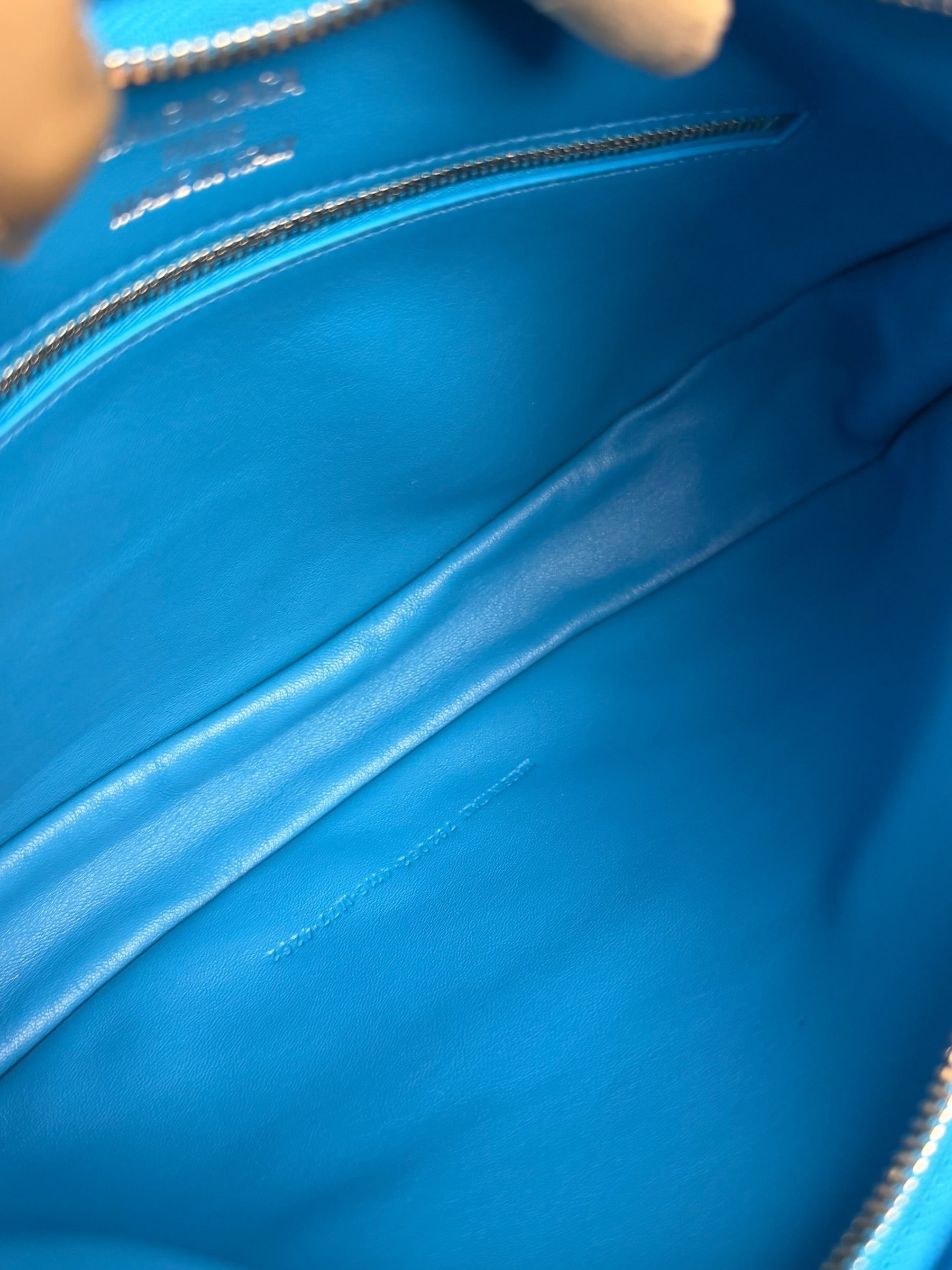 Balenciaga Blue Satin/Leather Trim Leopolda Small Hobo Bag
