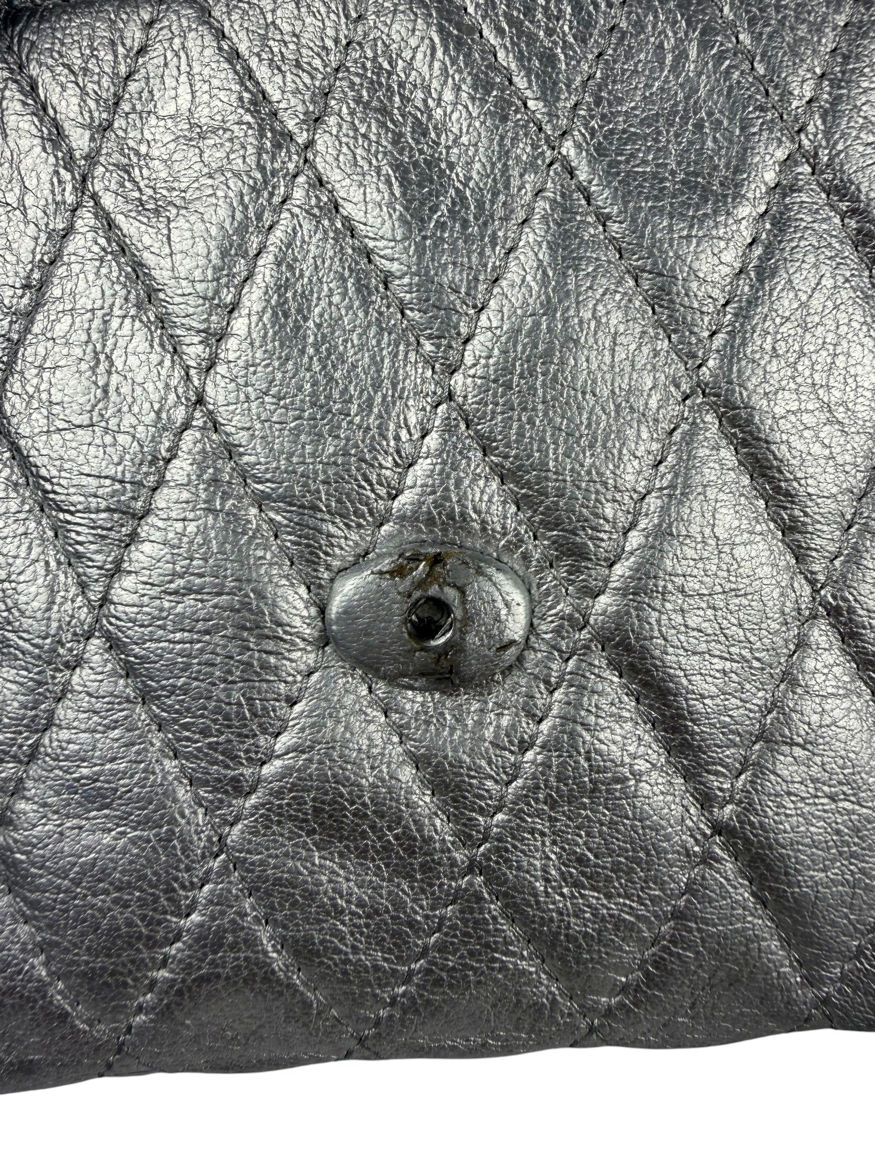 Chanel Vintage Metallic Silver Quilted Tassel Flap Bag 1997