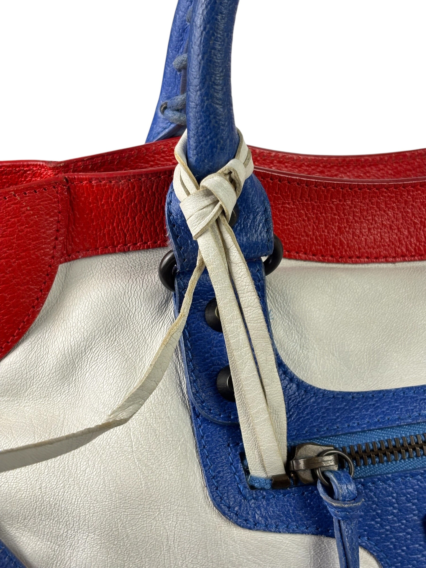 Balenciaga White Multicolor Moto 2Way City Bag