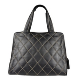 Chanel Vintage Black Leather Wild Stitch Bowler Handbag 2001