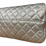 Chanel CC Silver Metallic Quilted Flap Shoulder Bag 2017