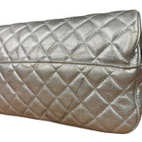 Chanel CC Silver Metallic Quilted Flap Shoulder Bag 2017