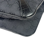 Gucci Black Leather Trim GG Horsebit Chain Shoulder Bag