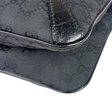 Gucci Black Leather Trim GG Horsebit Chain Shoulder Bag