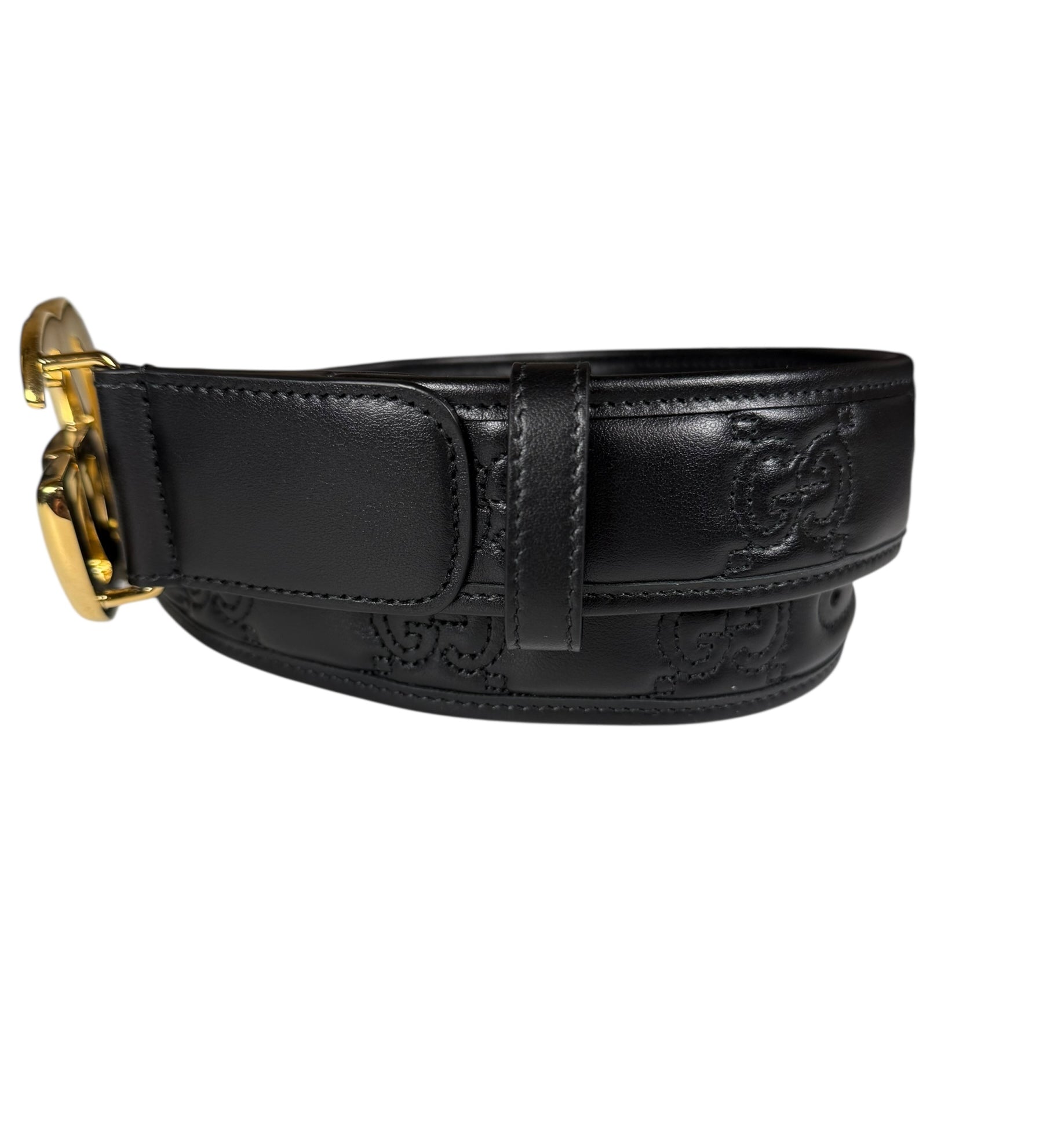 Gucci Puff Monogram GG Buckle Belt