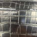 Saint Laurent Crocodile Embossed Leather Camera Bag Black